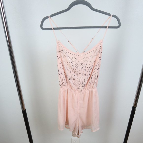 Pink Spaghetti Strap Rompers - Picture 3 of 10